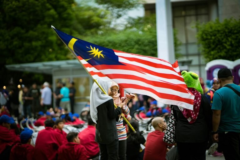 large malaysian flag during independence day celebrations